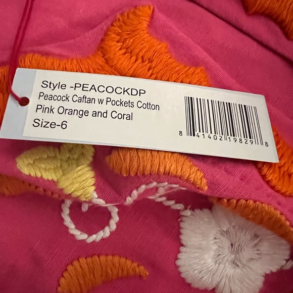 FRANCES VALENTINE Peacock Caftan NWT size 6 pink/coral $600 - Picture 3 of 9